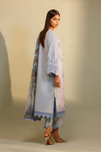 Unstitched Embroidered 3 Piece Muzlin Suit