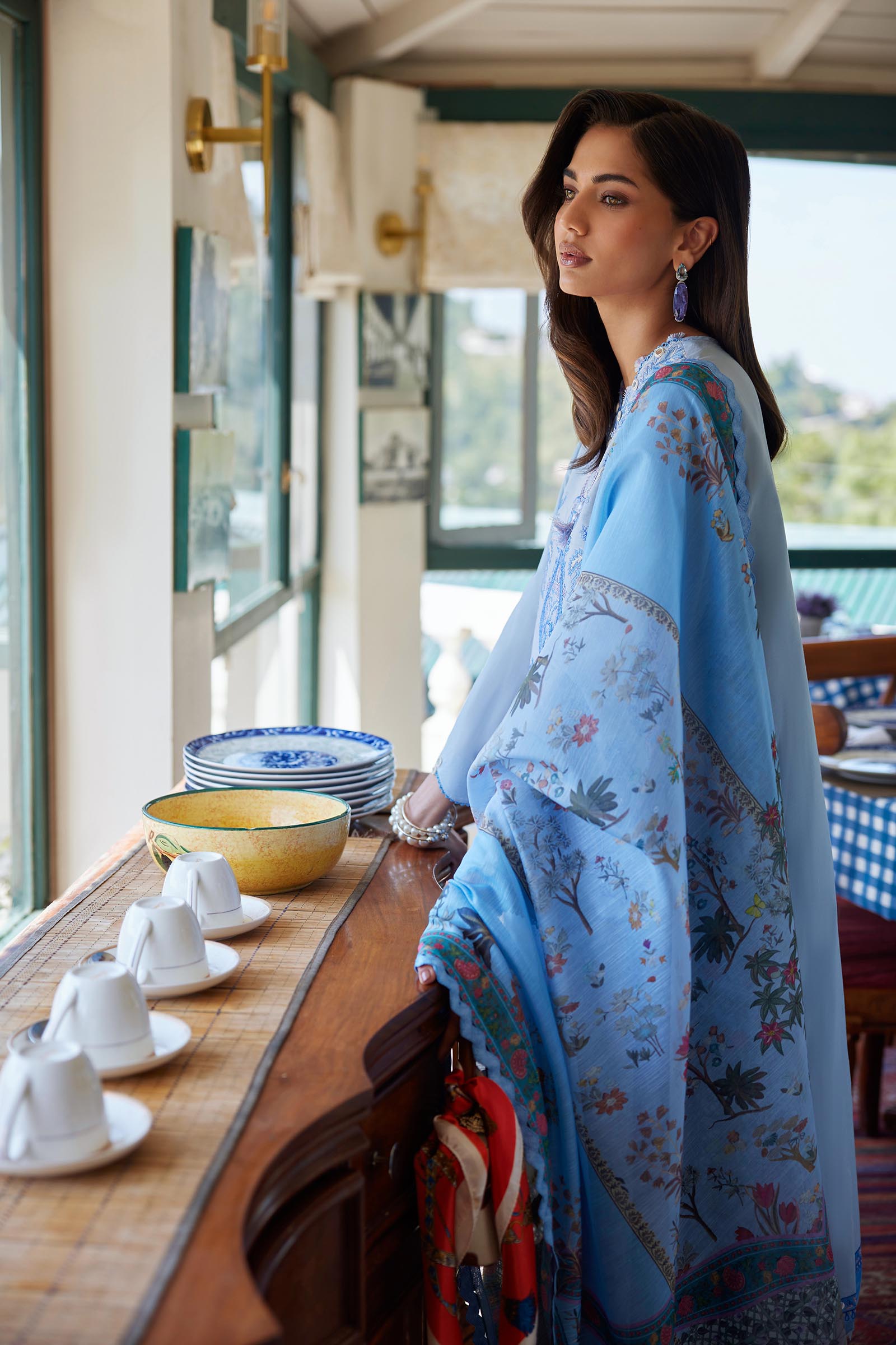 Unstitched Embroidered 3 Piece Muzlin Suit