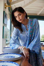 Unstitched Embroidered 3 Piece Muzlin Suit