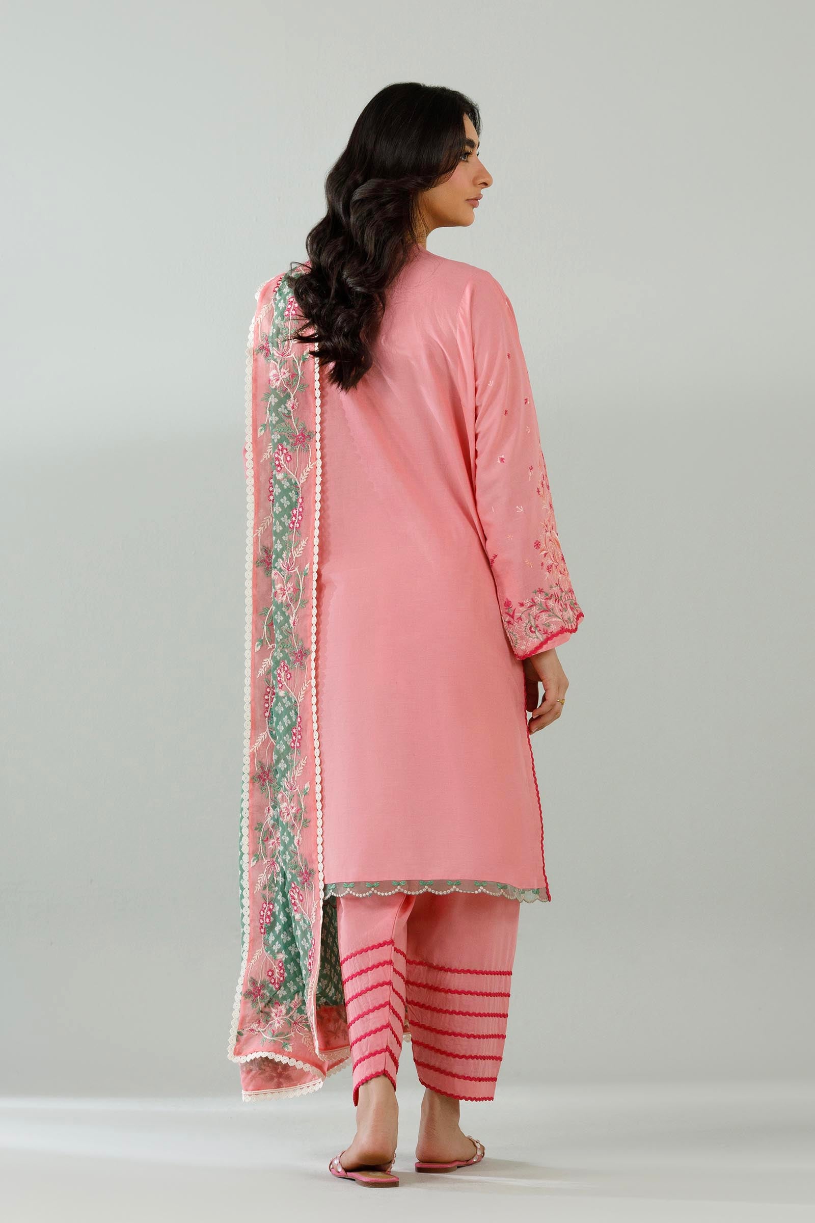 Unstitched Embroidered 3 Piece Muzlin Suit