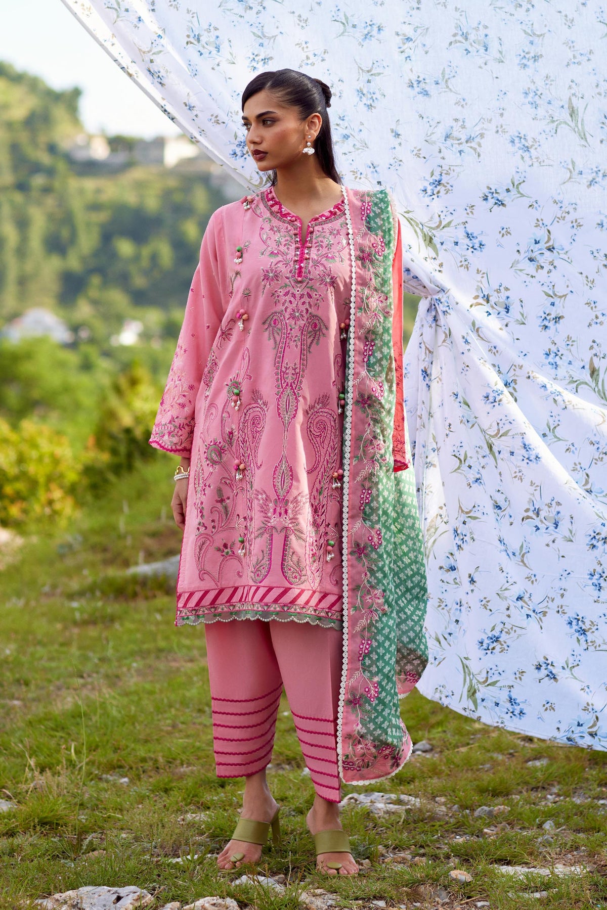 Sana Safinaz Unstitched Embroidered 3 Piece Muzlin Suit, view 1