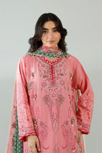 Unstitched Embroidered 3 Piece Muzlin Suit