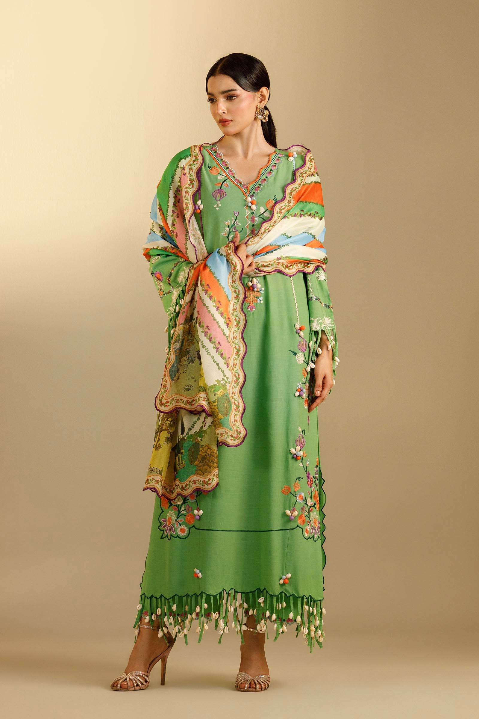 Unstitched Embroidered 3 Piece Muzlin Suit Main image