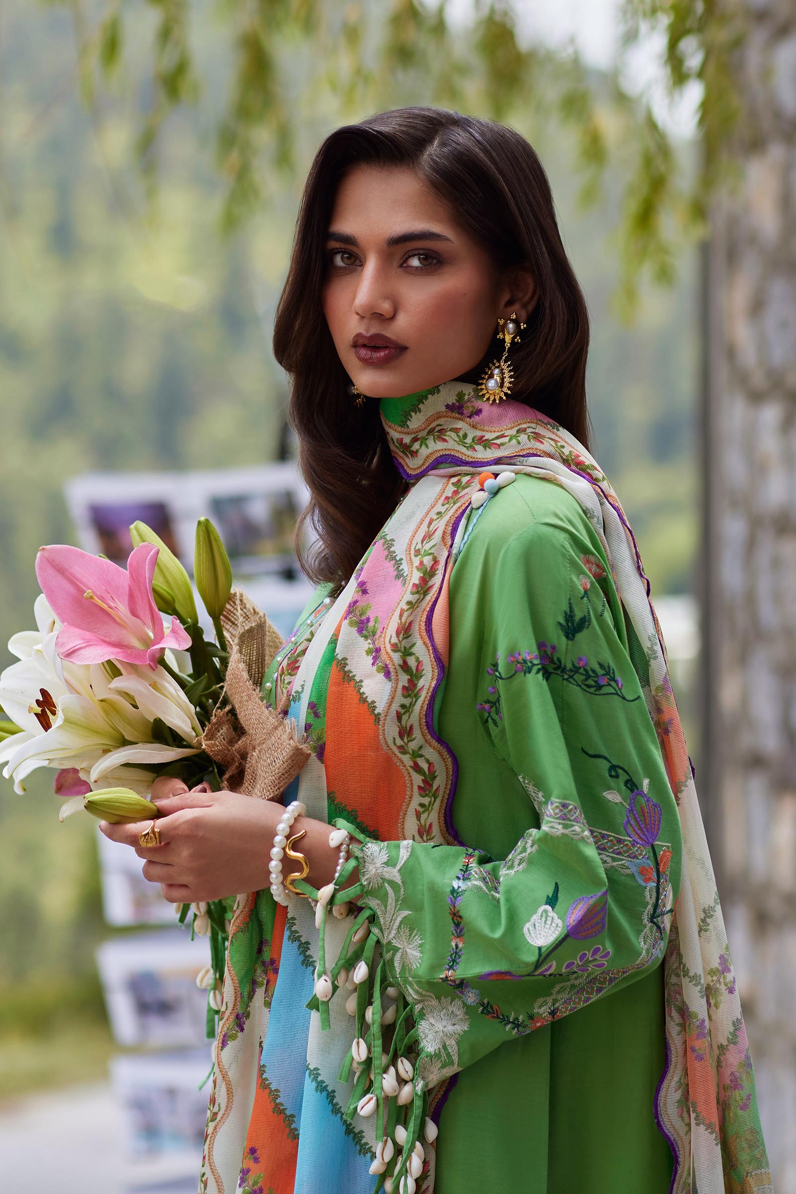 Unstitched Embroidered 3 Piece Muzlin Suit