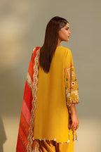 Unstitched Embroidered 3 Piece Muzlin Suit