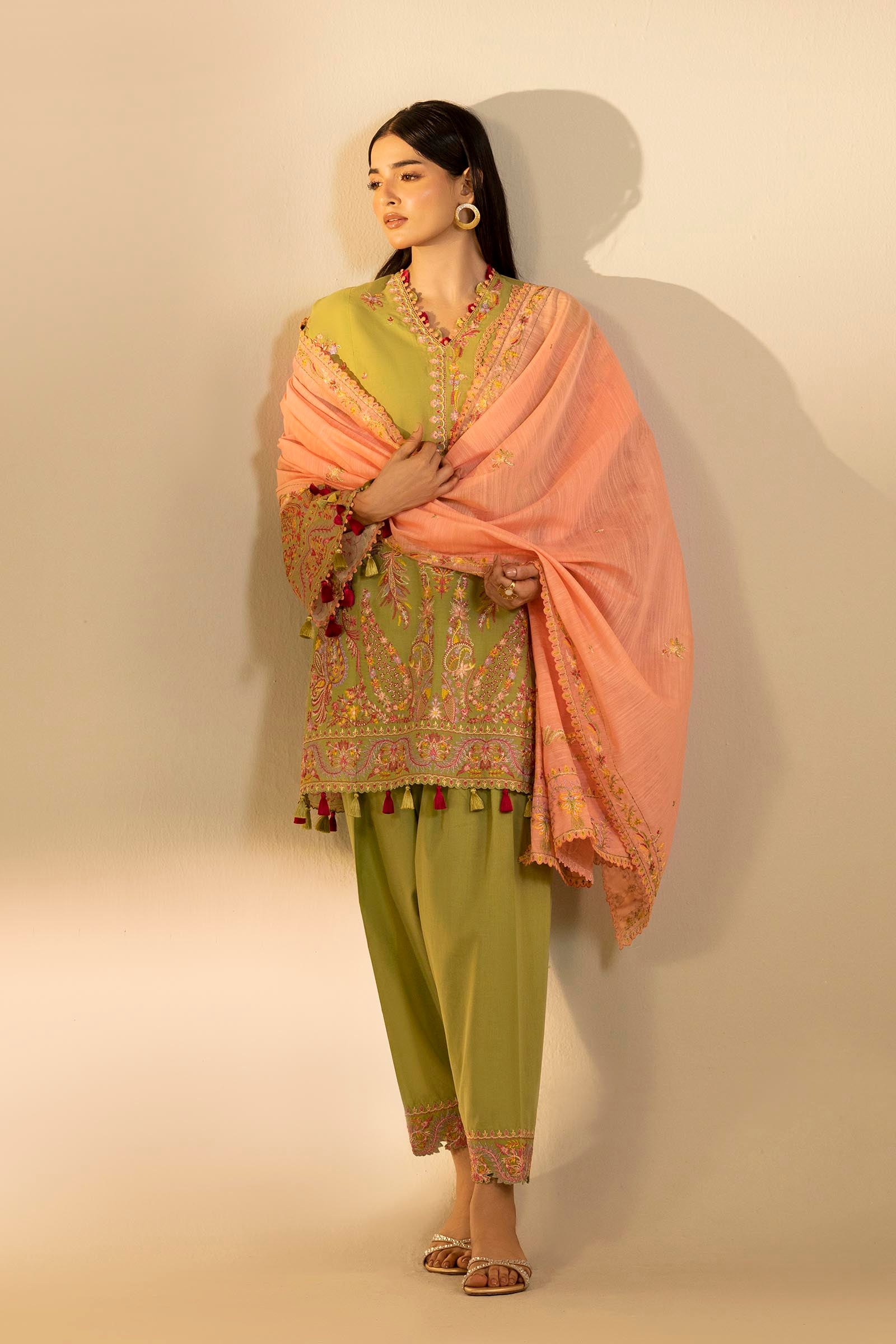 Unstitched Embroidered 3 Piece Muzlin Suit Main image
