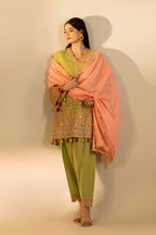 Unstitched Embroidered 3 Piece Muzlin Suit