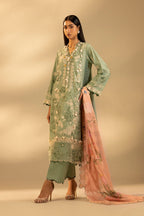Unstitched Embroidered 3 Piece Muzlin Suit
