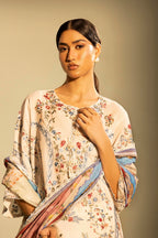 Unstitched Embroidered 3 Piece Muzlin Suit