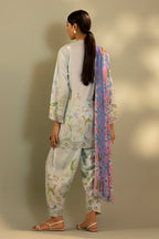 Unstitched Embroidered 3 Piece Muzlin Suit