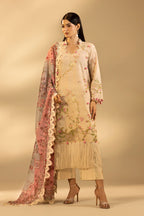 Unstitched Embroidered 3 Piece Muzlin Suit