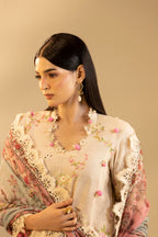 Unstitched Embroidered 3 Piece Muzlin Suit