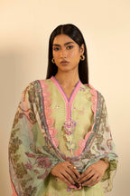 Unstitched Embroidered 3 Piece Muzlin Suit