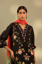 Unstitched Embroidered 3 Piece Muzlin Suit