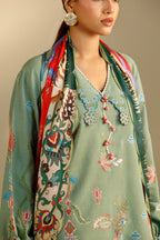 Unstitched Embroidered 3 Piece Muzlin Suit