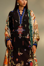 Unstitched Embroidered 3 Piece Muzlin Suit