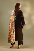 Unstitched Embroidered 3 Piece Muzlin Suit