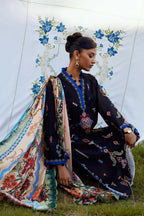 Unstitched Embroidered 3 Piece Muzlin Suit