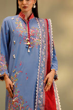 Unstitched Embroidered 3 Piece Muzlin Suit