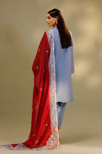 Unstitched Embroidered 3 Piece Muzlin Suit