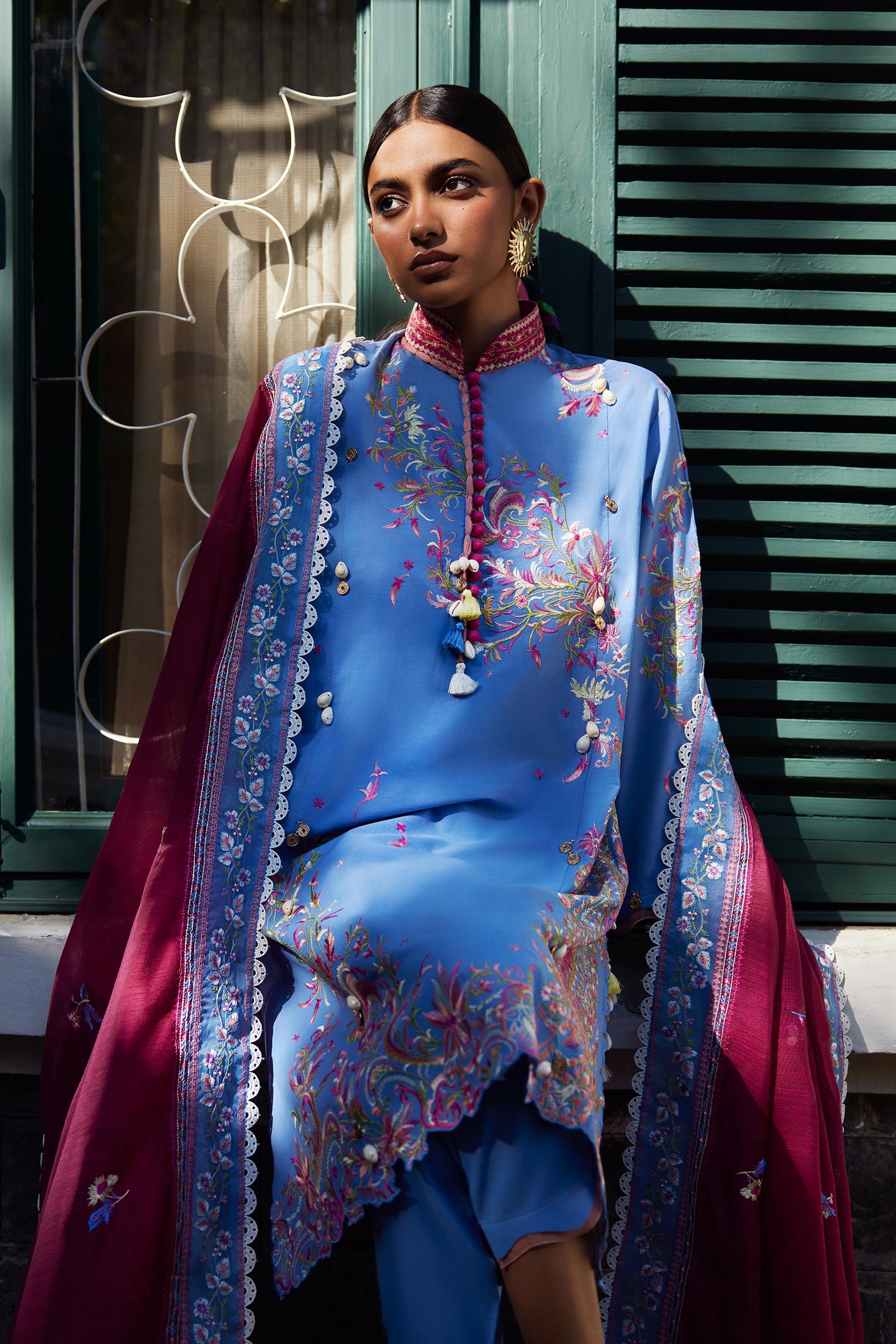 Unstitched Embroidered 3 Piece Muzlin Suit