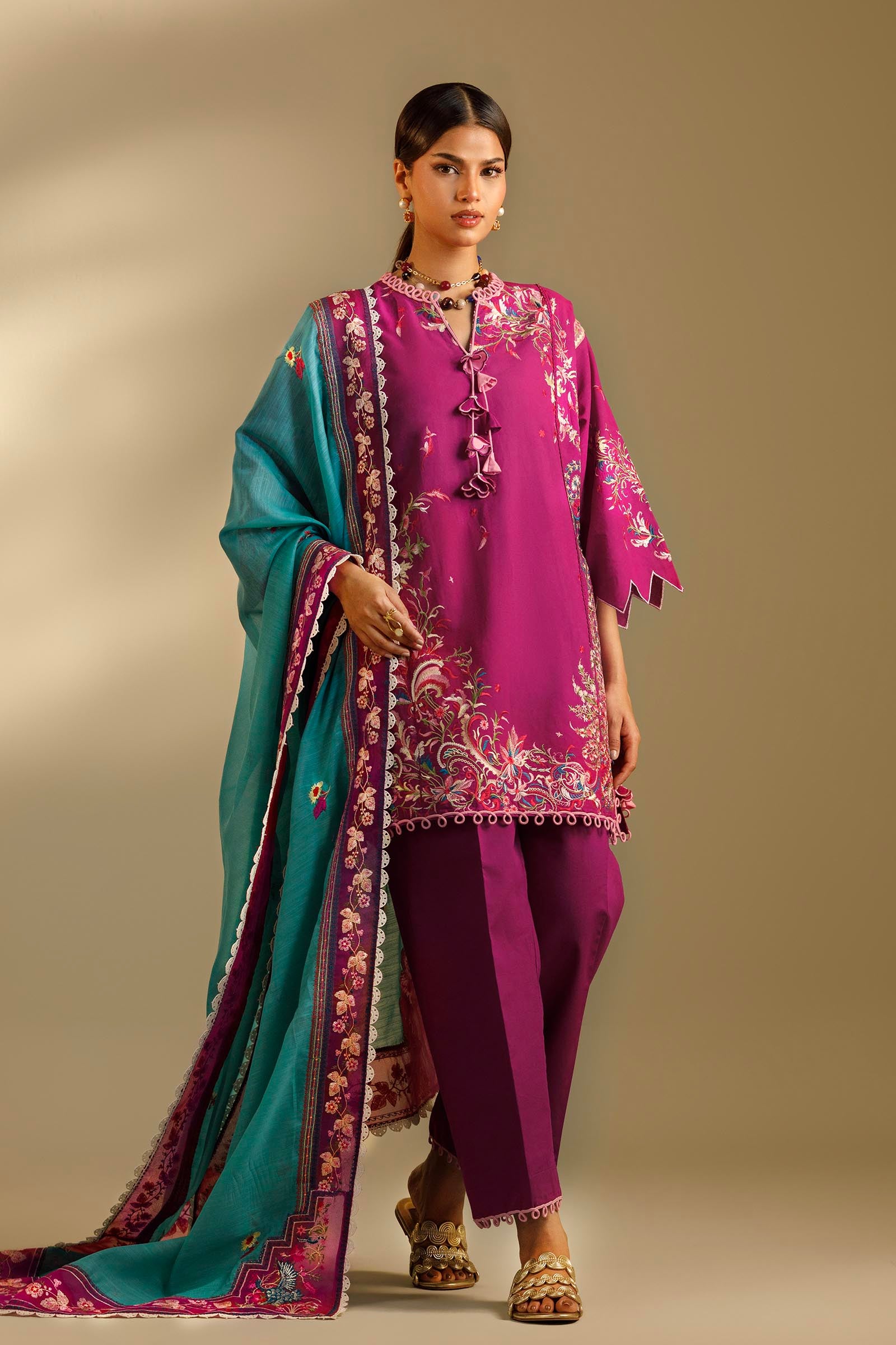 Unstitched Embroidered 3 Piece Muzlin Suit Main image