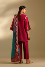 Unstitched Embroidered 3 Piece Muzlin Suit