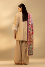 Unstitched Embroidered 3 Piece Muzlin Suit