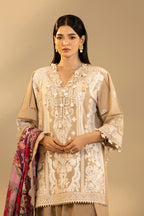 Unstitched Embroidered 3 Piece Muzlin Suit
