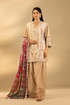 Unstitched Embroidered 3 Piece Muzlin Suit