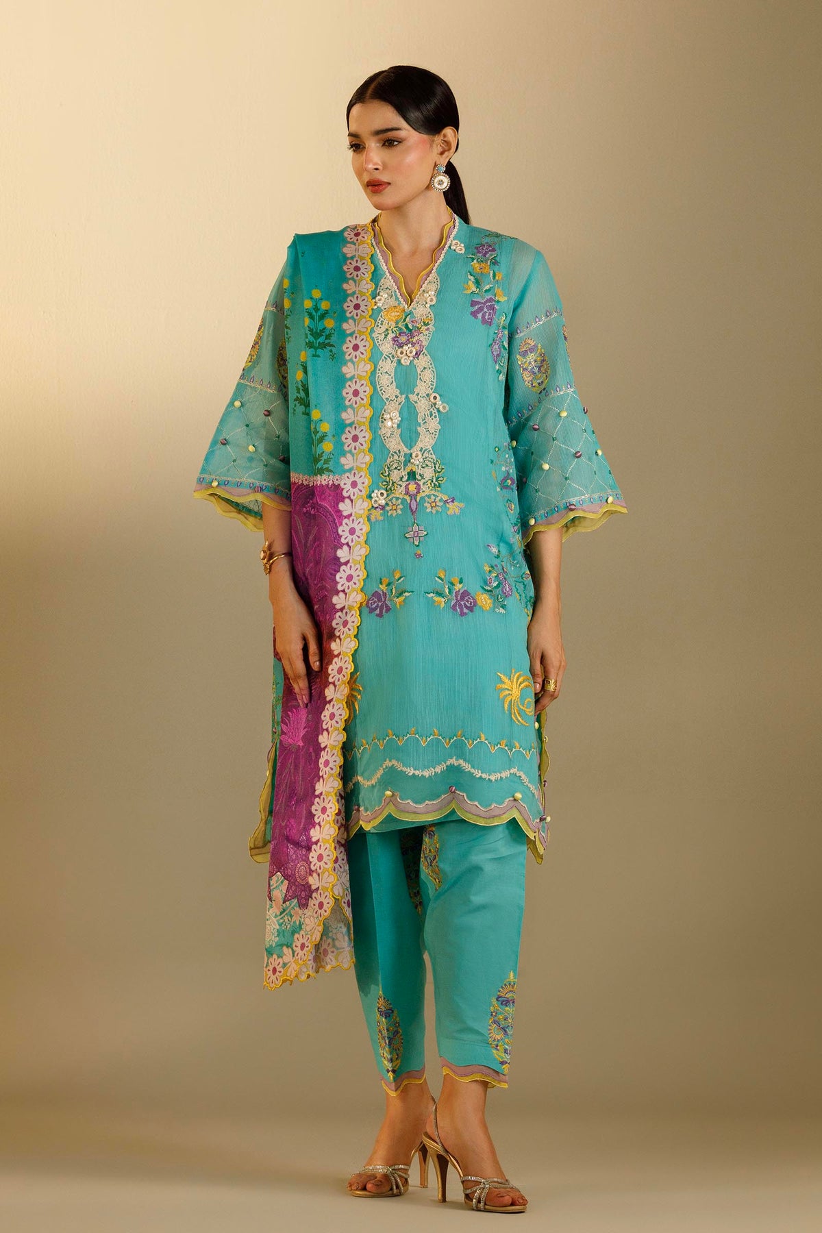 Sana Safinaz Unstitched Embroidered 3 Piece Muzlin Suit, view 1