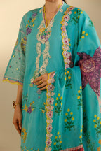 Unstitched Embroidered 3 Piece Muzlin Suit