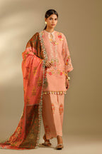 Unstitched Embroidered 3 Piece Muzlin Suit