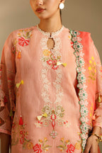 Unstitched Embroidered 3 Piece Muzlin Suit