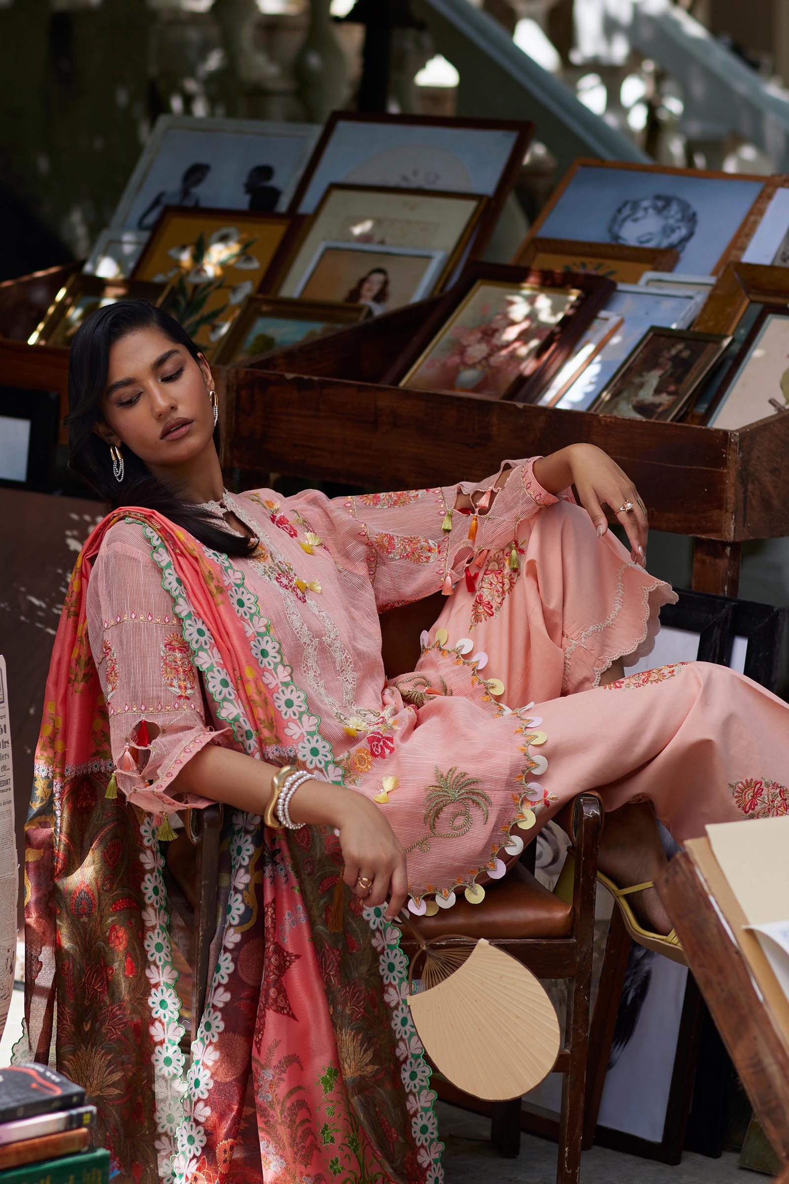 Unstitched Embroidered 3 Piece Muzlin Suit