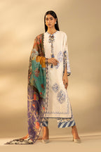 Unstitched Embroidered 3 Piece Muzlin Suit