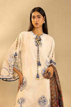 Unstitched Embroidered 3 Piece Muzlin Suit