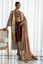 Unstitched 3 Piece Zari Net Suit