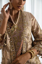 Unstitched 3 Piece Zari Net Suit