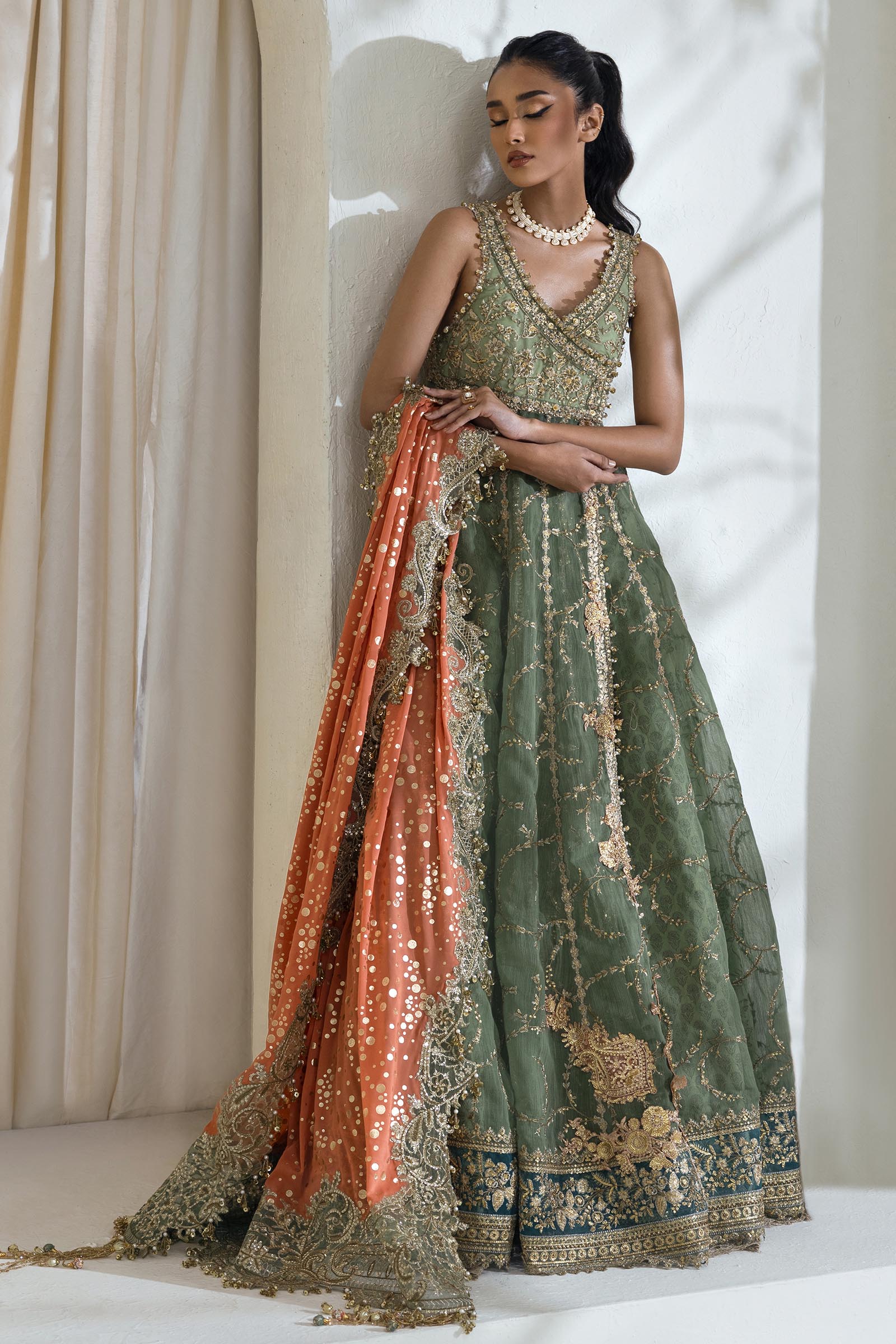 Unstitched Embroidered Organza 3 Piece Suit
