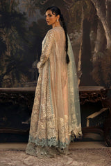 Stitched Luxury Embroidered Front Open Organza Suit