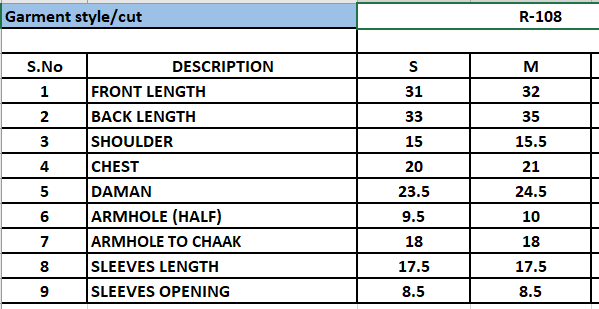 Size Chart