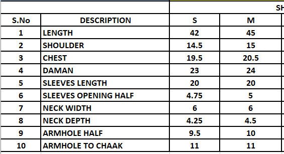 Size Chart