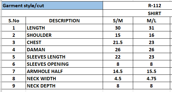 Size Chart