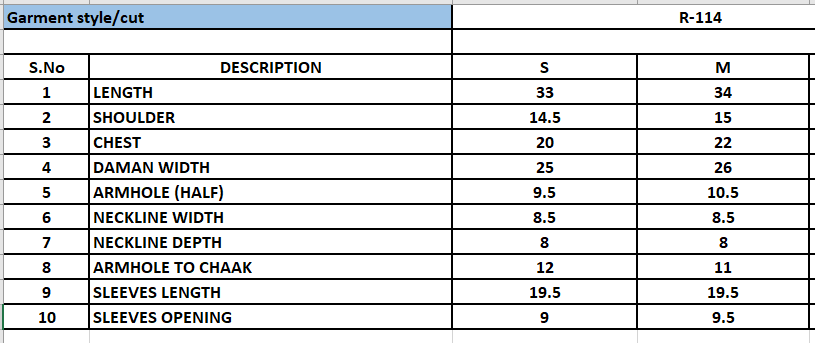 Size Chart