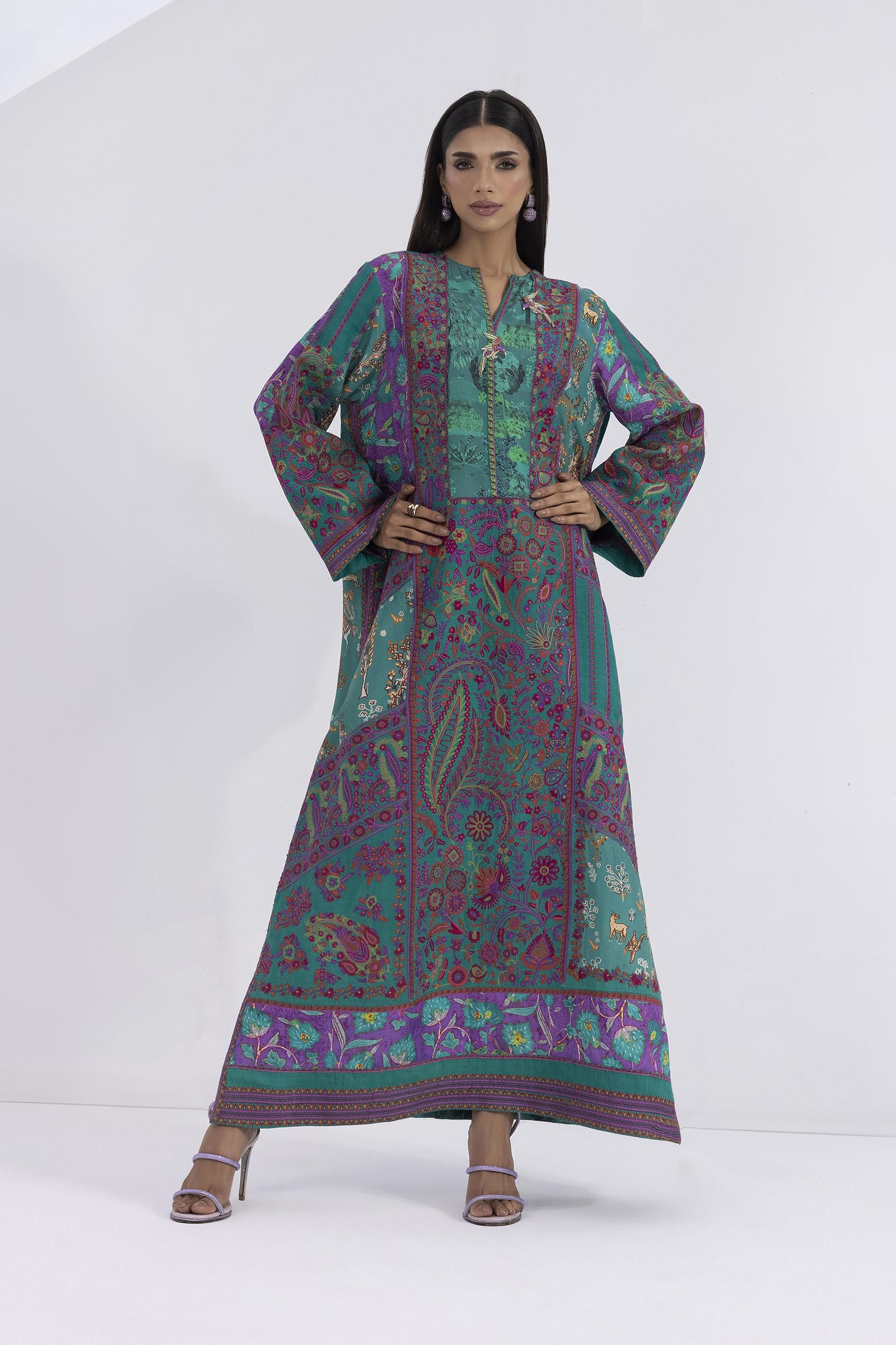 Stitched Printed Raw Silk Shirt Main image