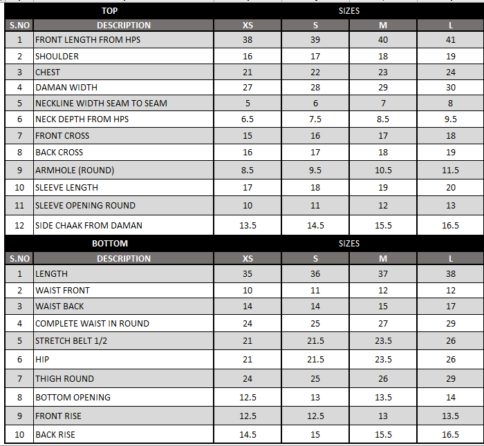 Size Chart