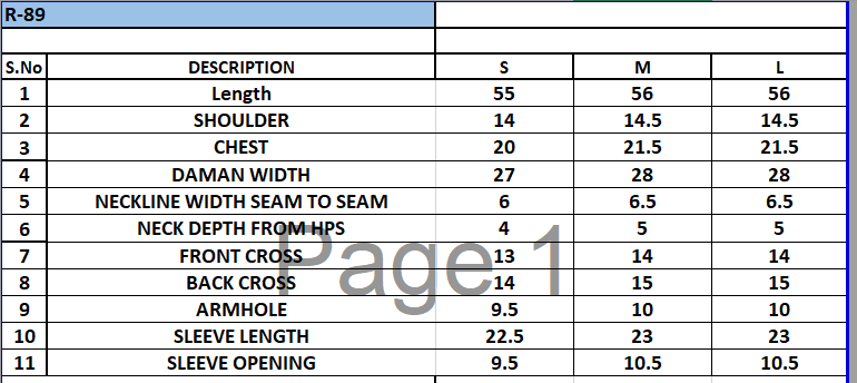 Size Chart
