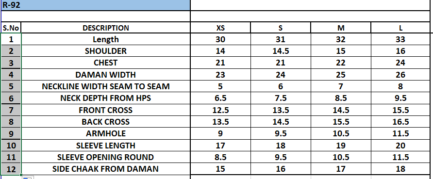 Size Chart