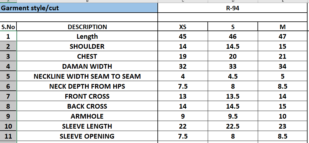 Size Chart